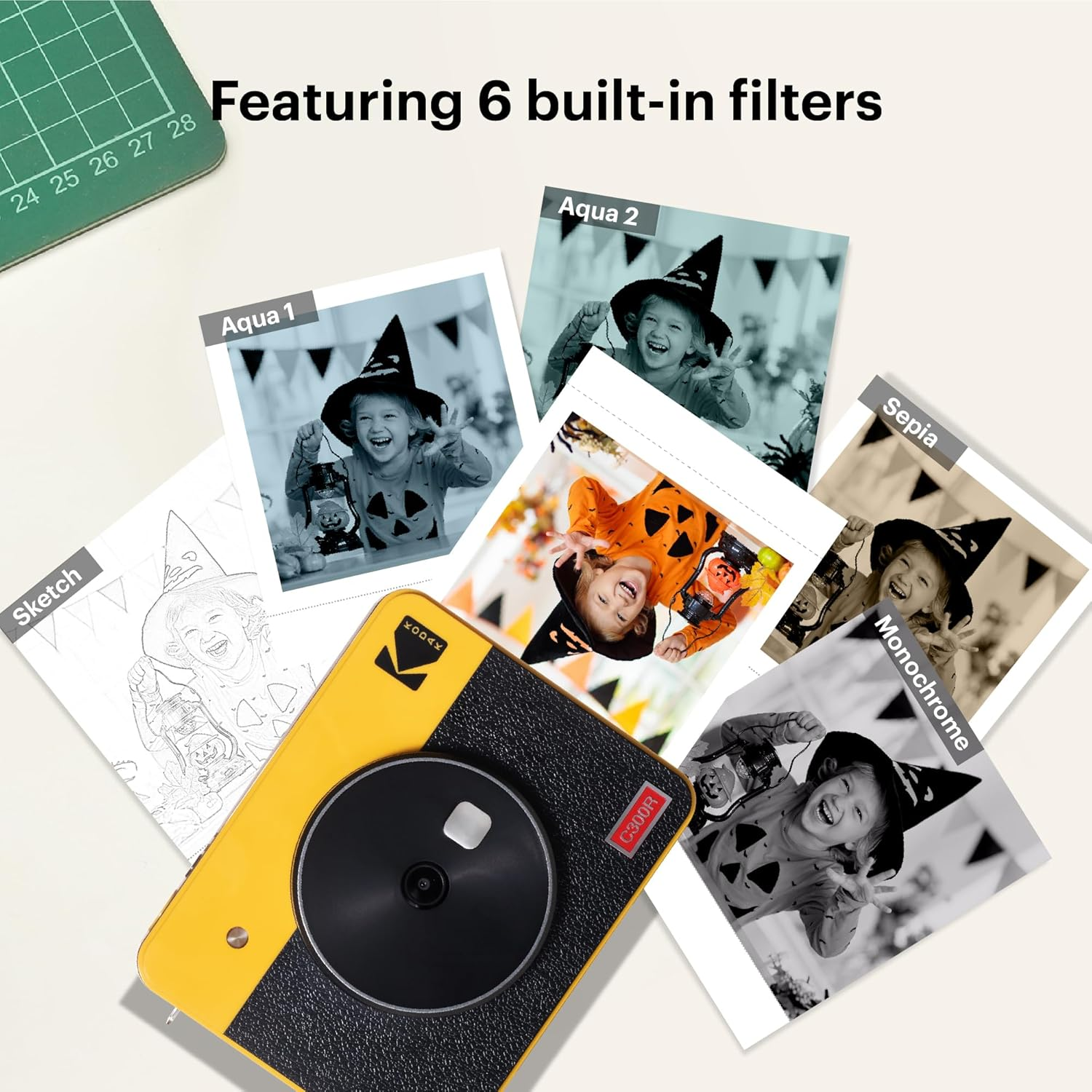 Kodak instant camera with filters, including sketch, aqua, sepia and more.