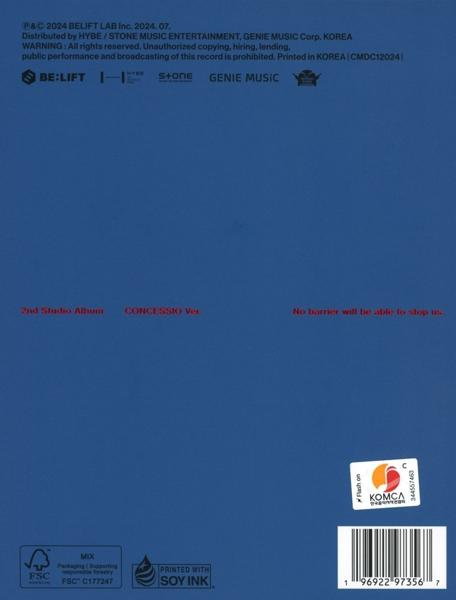 Pochette d'album avec texte et logo. Sur fond bleu avec texte et code-barres.