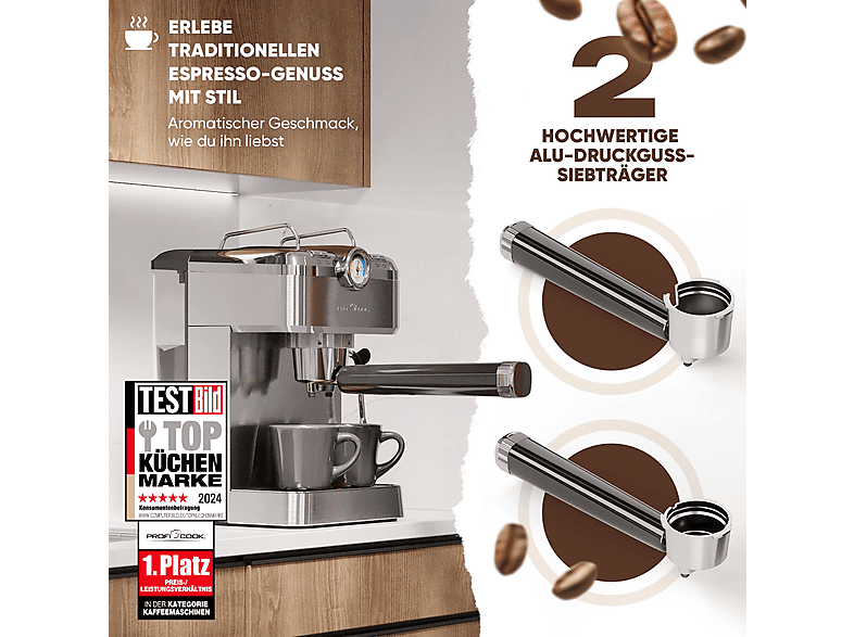 Profi Cook PC-ES/KA 1267 INOX Espressomaschine Edelstahl mit Milchaufschäumdüse — Foto 3 von 6