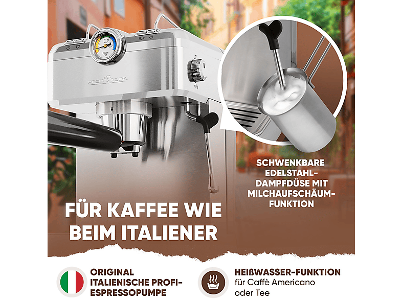 Profi Cook PC-ES/KA 1267 INOX Espressomaschine Edelstahl mit Milchaufschäumdüse — Foto 4 von 6