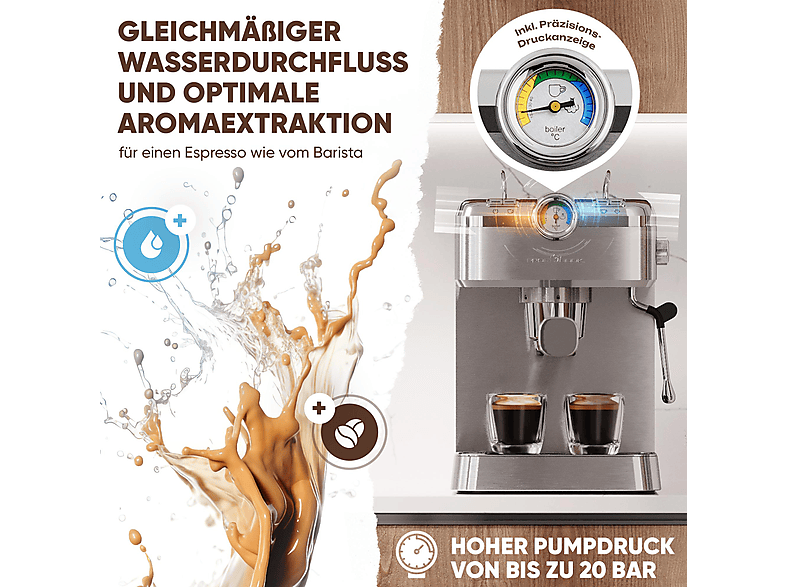Profi Cook PC-ES/KA 1267 INOX Espressomaschine Edelstahl mit Milchaufschäumdüse — Foto 6 von 6