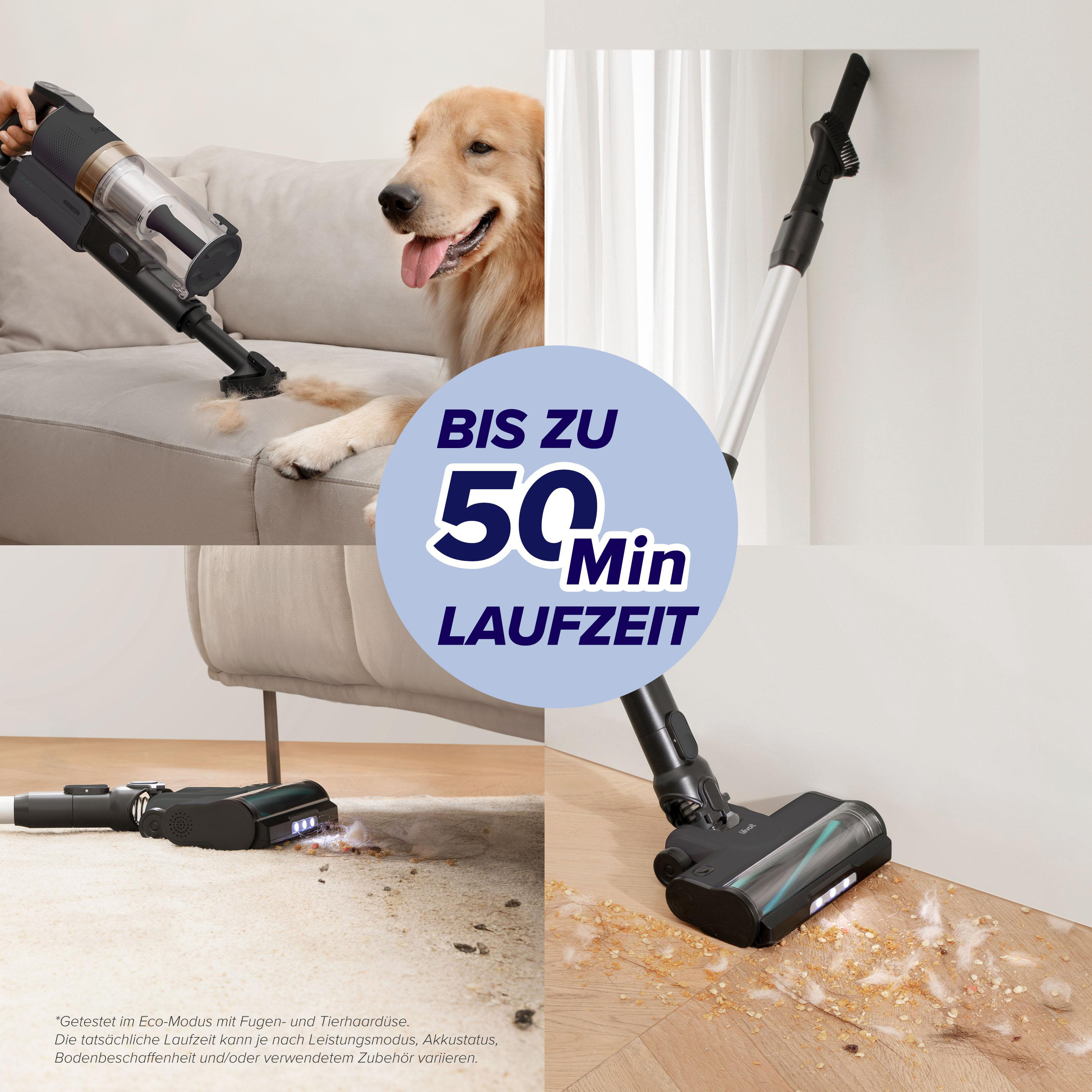 Ein weiß-lila UGREEN-Ladeadapter mit mehreren Anschlüssen und einer Schleife.