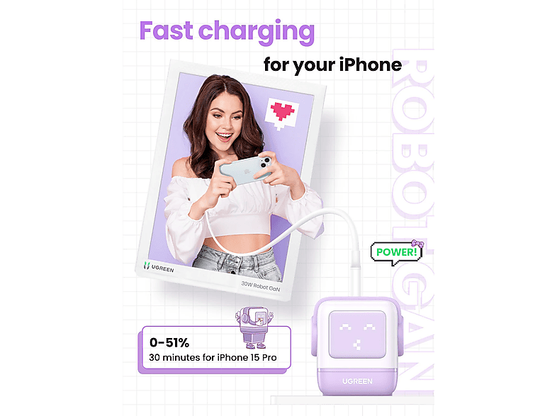 Ugreen Nexode RG 65W GaN-Ladegerät, Lila — Foto 3 von 5