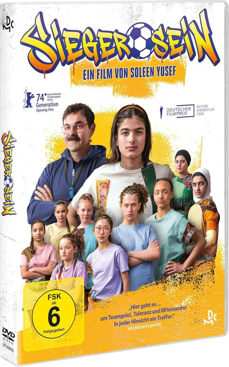 Ein DVD-Cover eines Films mit einer Gruppe von Mädchen und einem Mann. Der Titel ist 'Siegersein'.