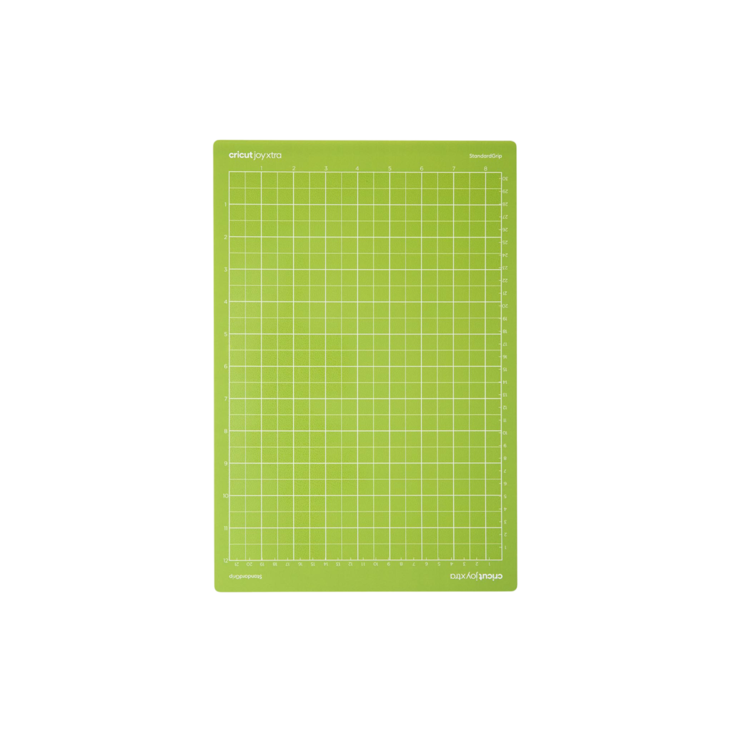 Een groene Cricut Joy Xtra snijmat met een rasterpatroon.