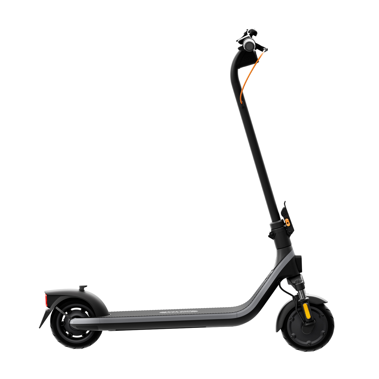 Uno scooter elettrico è mostrato di lato, isolato su sfondo bianco.