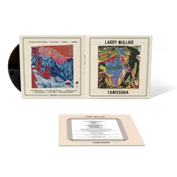 Vinyl-Schallplattenalbum offen. Die Cover zeigen bunte Berge und einen Mann mit Gitarre.