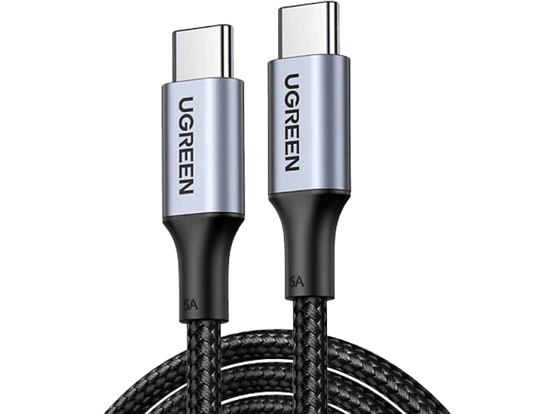 Ugreen Lade-/Datenkabel USB-C auf USB-C, 100W, 5A, 1 Meter, Schwarz