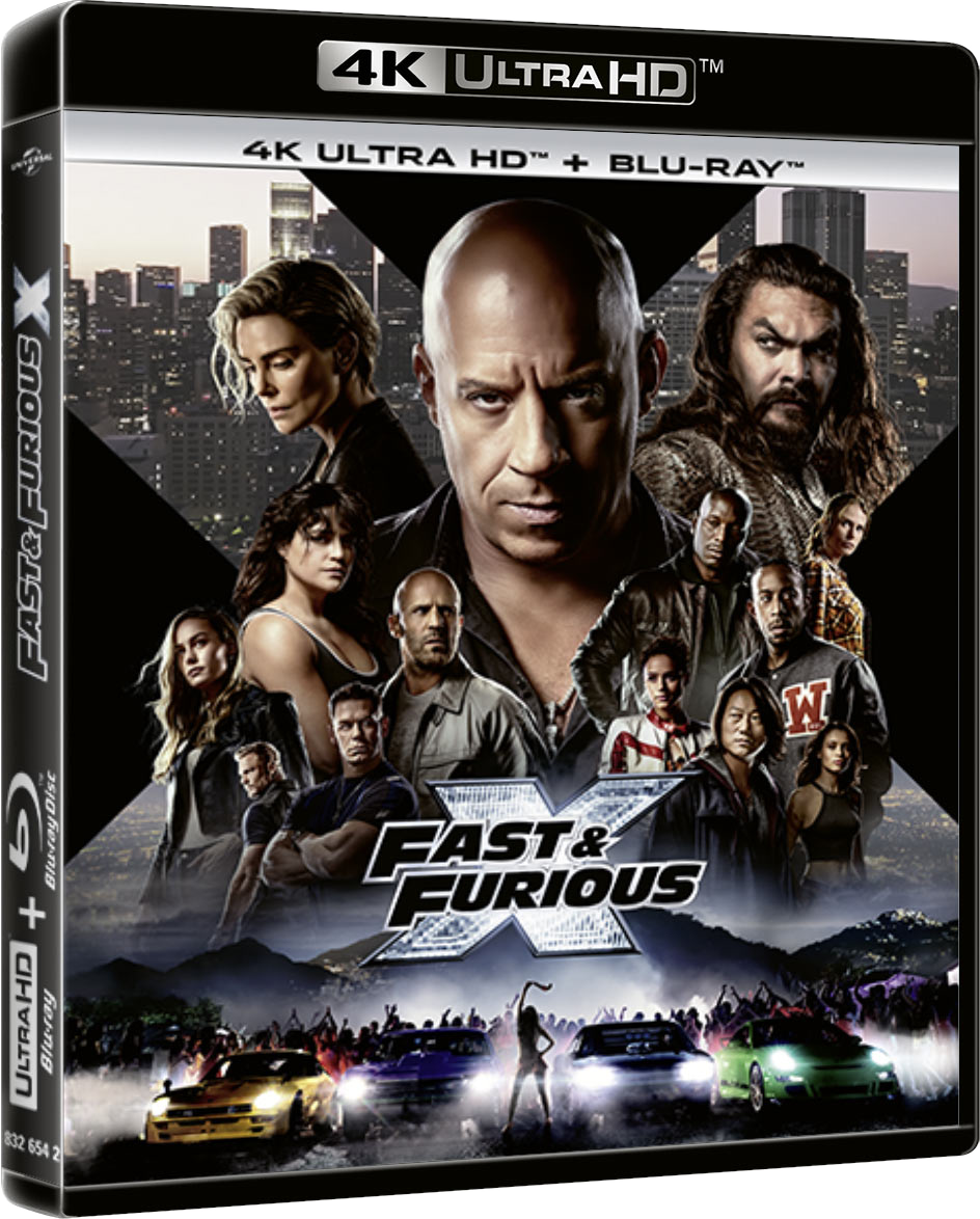 4K Ultra HD Blu-ray hoes: Fast & Furious X, met een groep mensen erop.