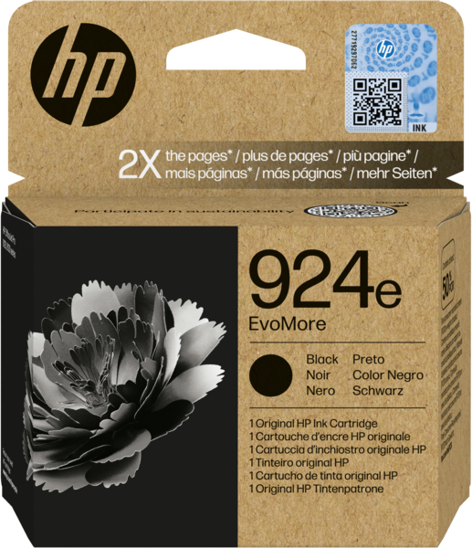 HP No. 924e EvoMore eredeti tintapatron, fekete, 1000 oldal (4K0V0NE)