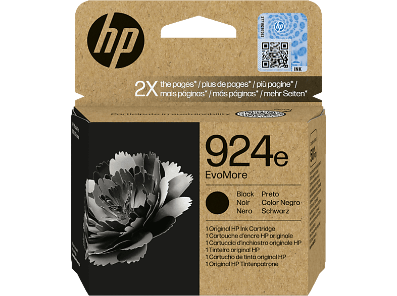 HP No. 924e EvoMore eredeti tintapatron, fekete, 1000 oldal (4K0V0NE)