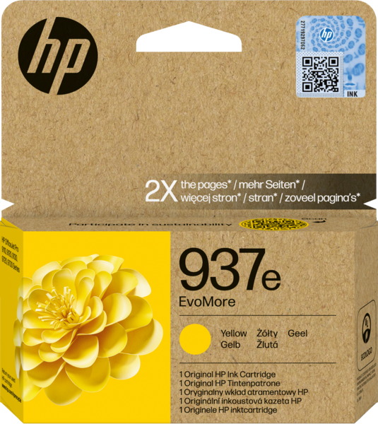HP No. 937e EvoMore eredeti tintapatron, sárga, 1650 oldal (4S6W8NE)
