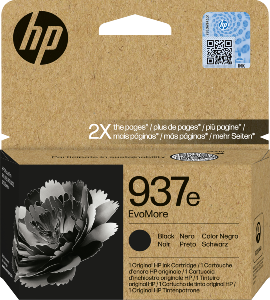 HP No. 937e EvoMore eredeti tintapatron, fekete, 2500 oldal (4S6W9NE)