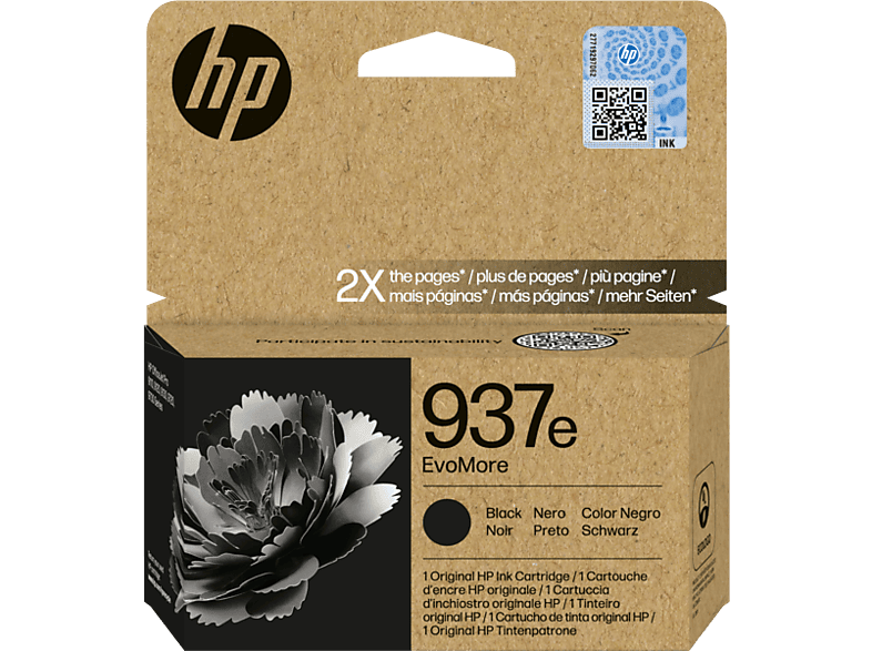 HP No. 937e EvoMore eredeti tintapatron, fekete, 2500 oldal (4S6W9NE)