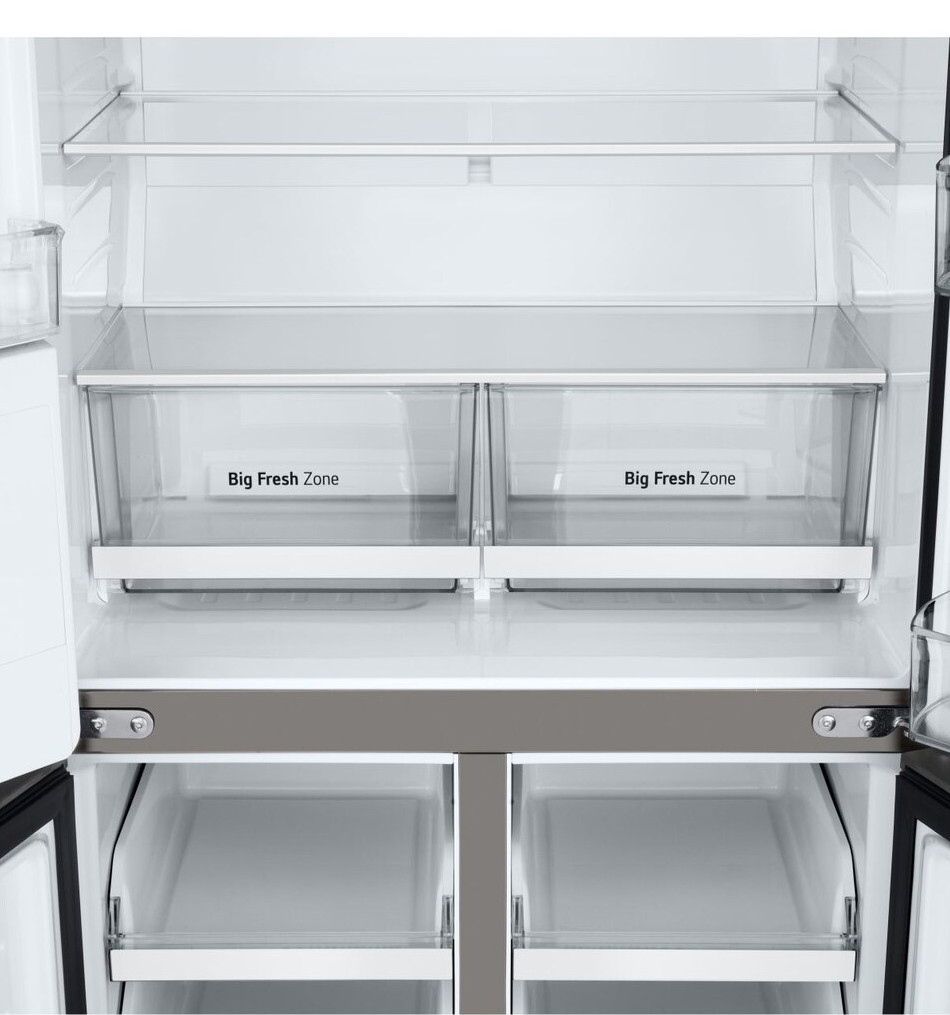 Wnętrze lodówki z dwiema szufladami „Big Fresh Zone”.