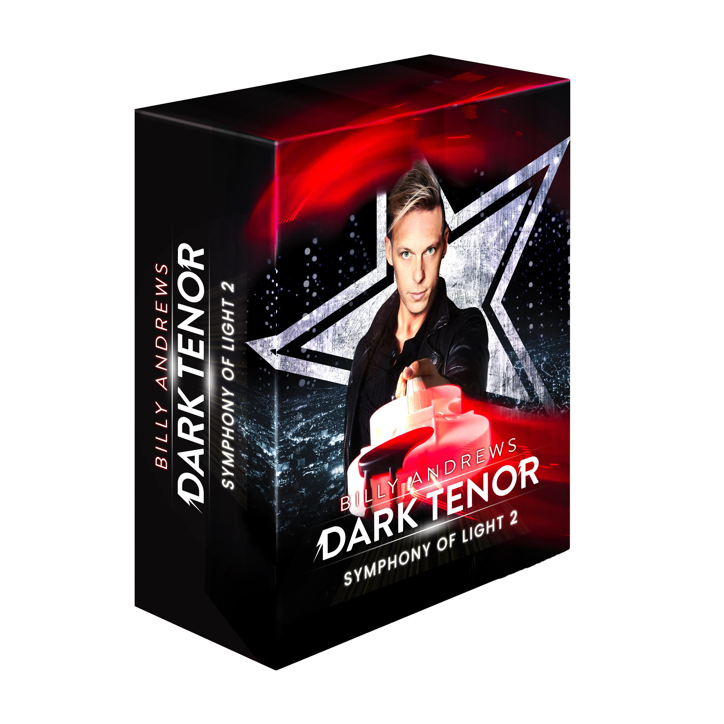 Box-Art für "Billy Andrews: Dark Tenor" mit einem Mann, der zeigt. Rotes und schwarzes Design.