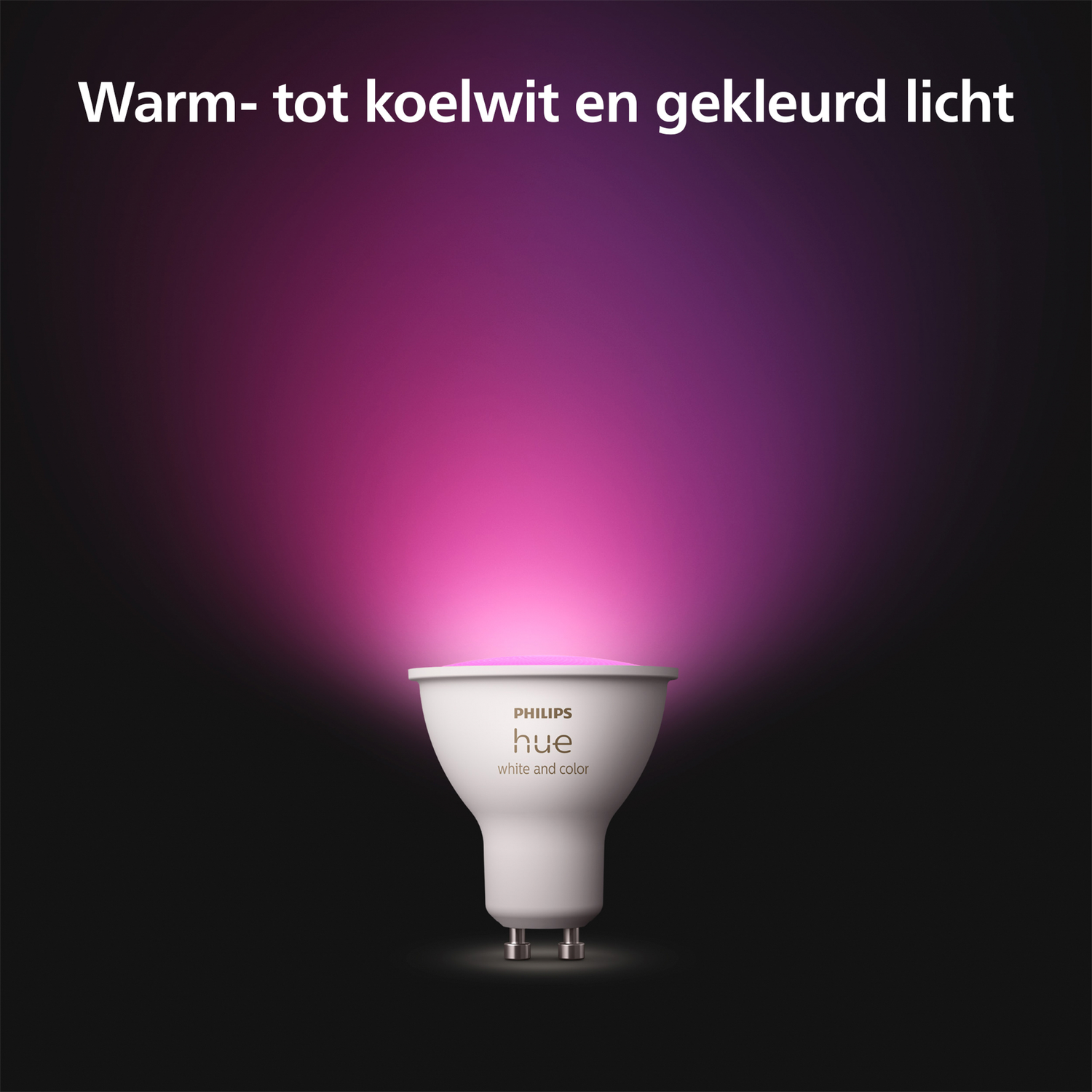 White Hue light bulb emitting pink light.