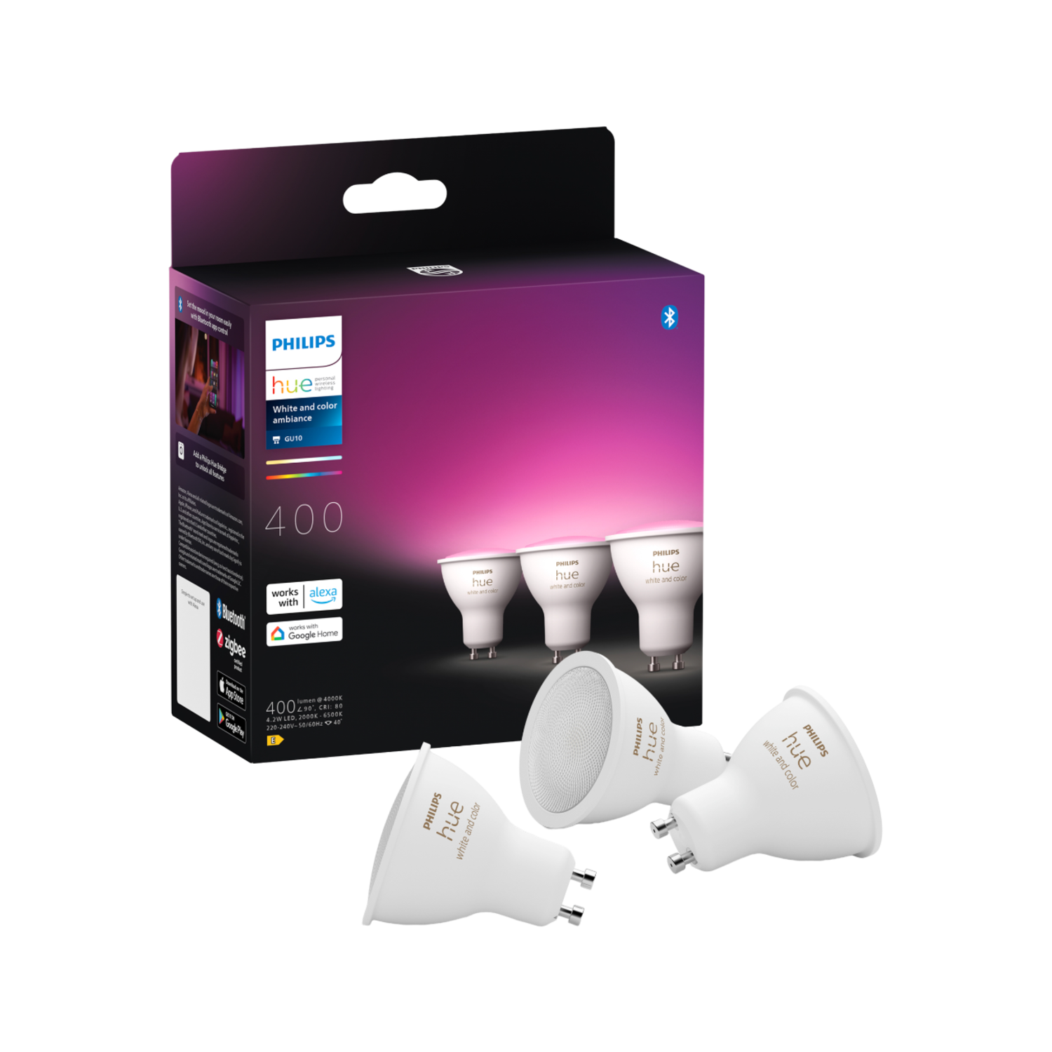 Philips Hue White & Color Ambiance GU10 Ledlampen 400lm 6-pack + Bridge