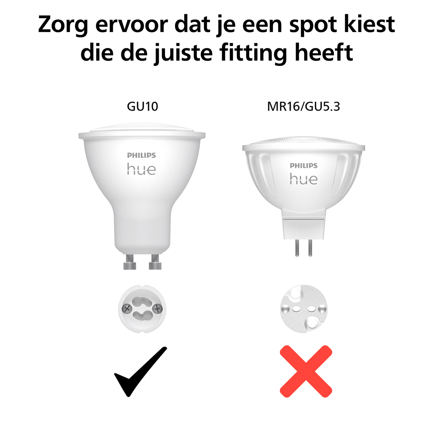 Twee Philips Hue lampen, met verschillende basistypes, tegen een witte achtergrond.