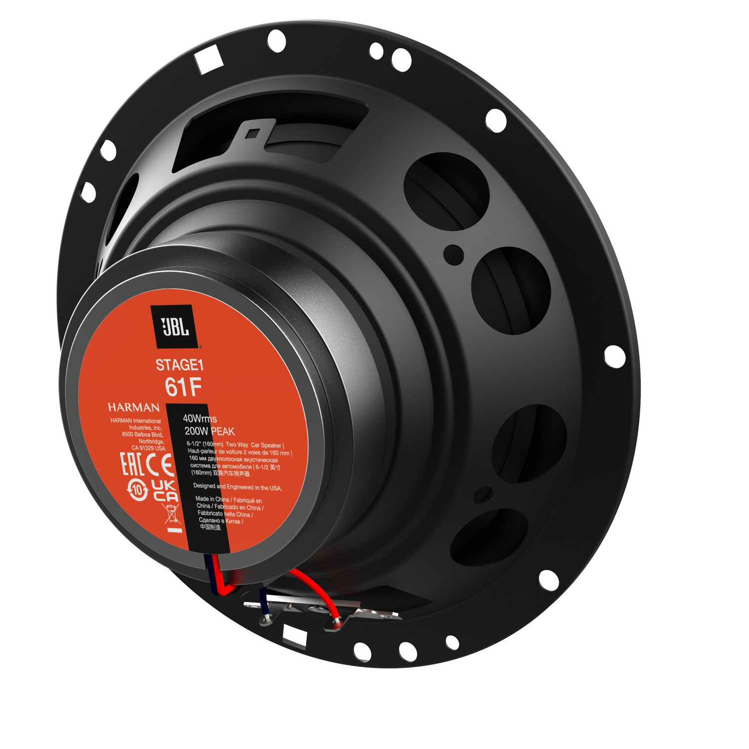 JBL luidsprekercomponent met tekstdetails.