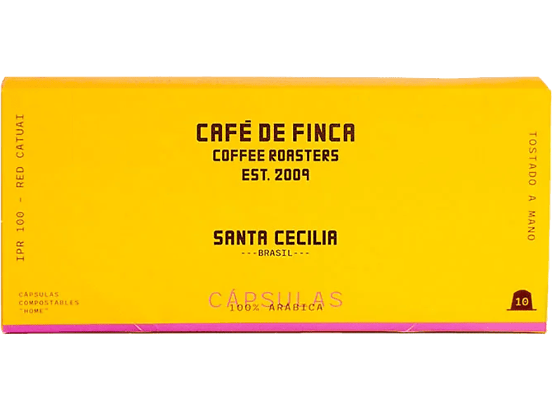 Cápsulas monodosis - Café de Finca Brasil Santa Cecilia, IPR 100 – Red Catuai, Crema avellana, Intensidad alta, Compatibles con Nespresso, 10 cápsulas
