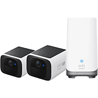 MediaMarkt EUFY SoloCam S220 (2-pack) met HomeBase 3 Kit - Slimme buitencamera Wit aanbieding