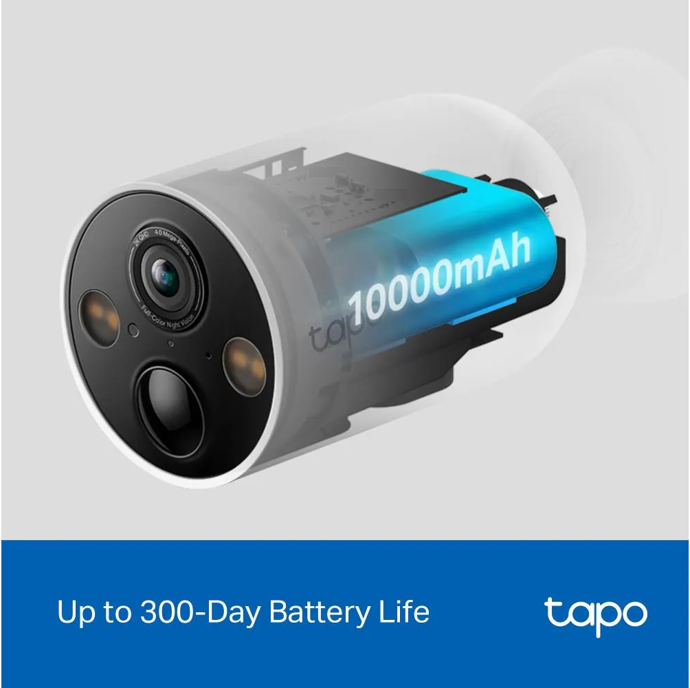 Eine Kamera, die ihren internen Akku zeigt, mit dem Text '10000mAh'.
