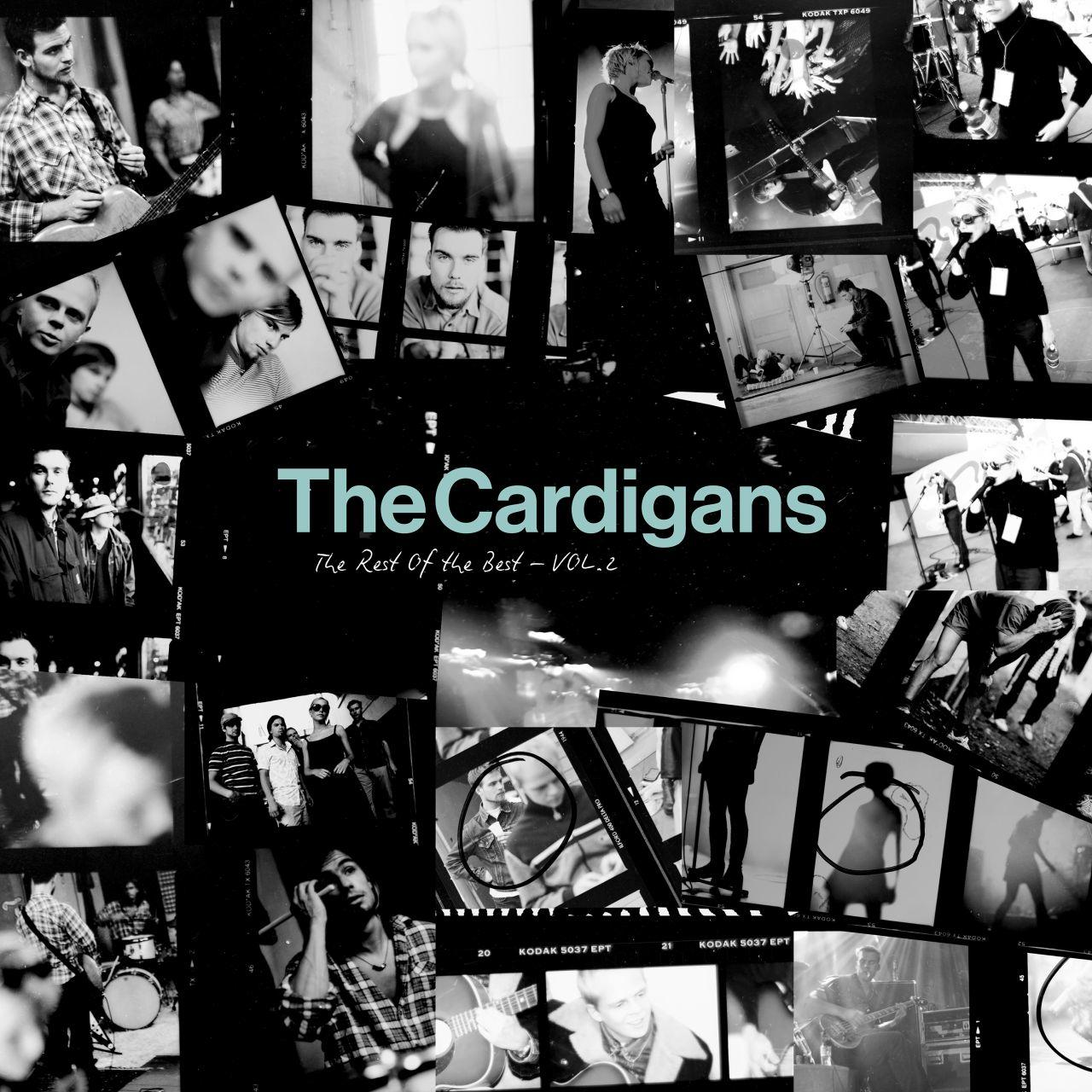 Albumcover für die Compilation von The Cardigans. Enthält verschiedene Schwarz-Weiß-Fotos der Band.
