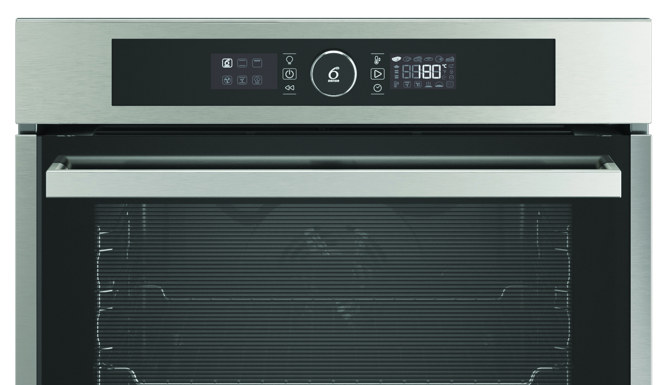 Una vista de primer plano de un panel de control de horno con una pantalla digital.