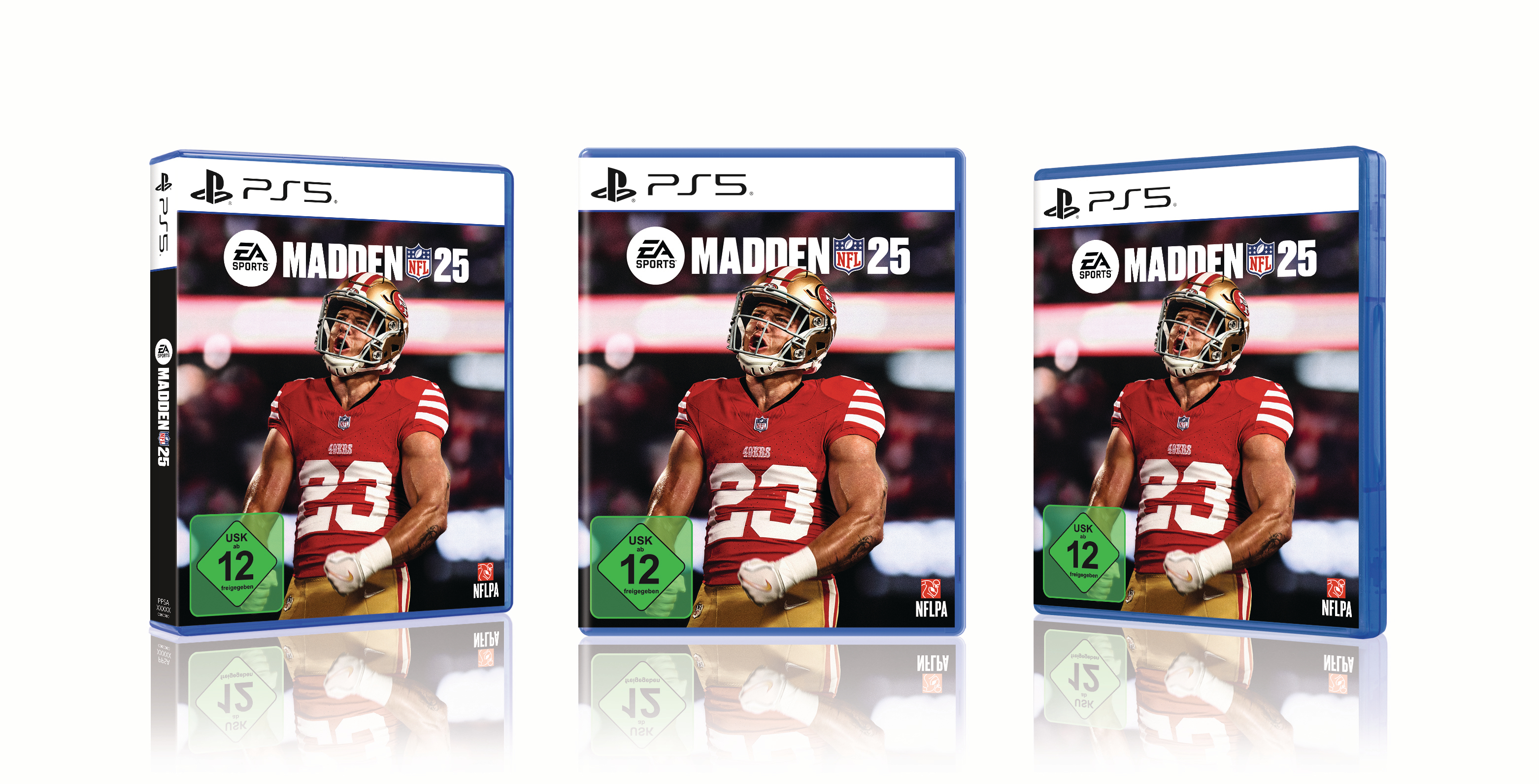 Drei Exemplare der Spielhülle Madden NFL 25.