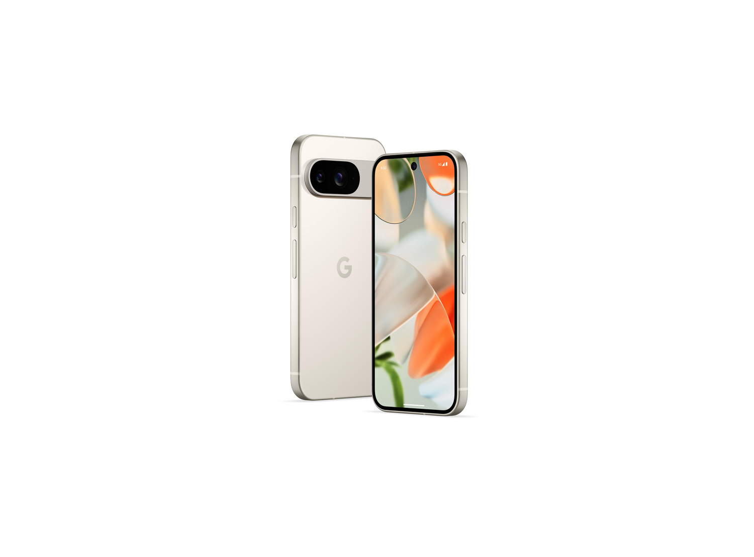 Dos smartphones, uno delante del otro. El delantero muestra una pantalla. El teléfono trasero está de espaldas.