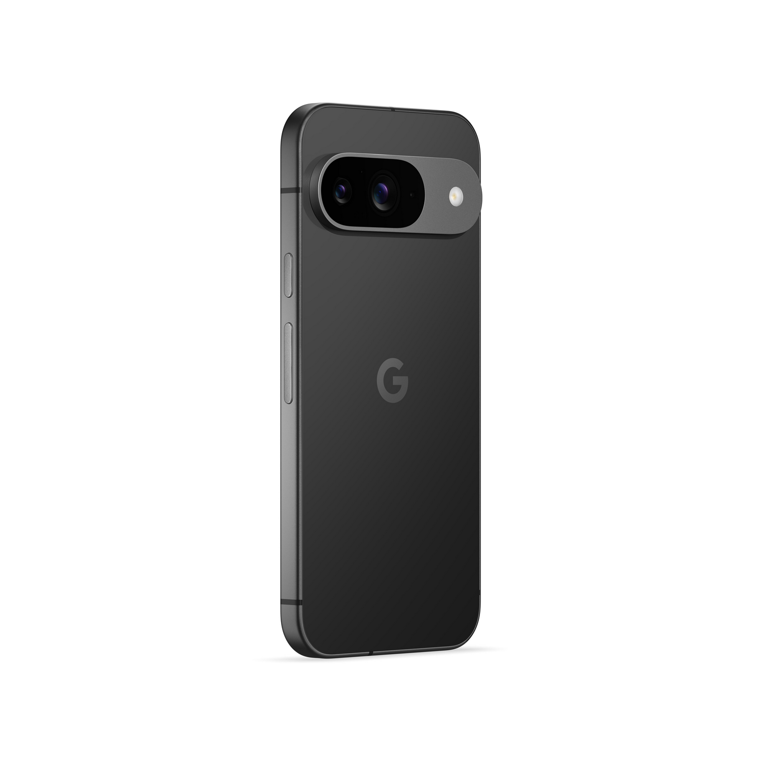 Vista trasera de un smartphone negro con conjunto de cámaras y logo 'G'.