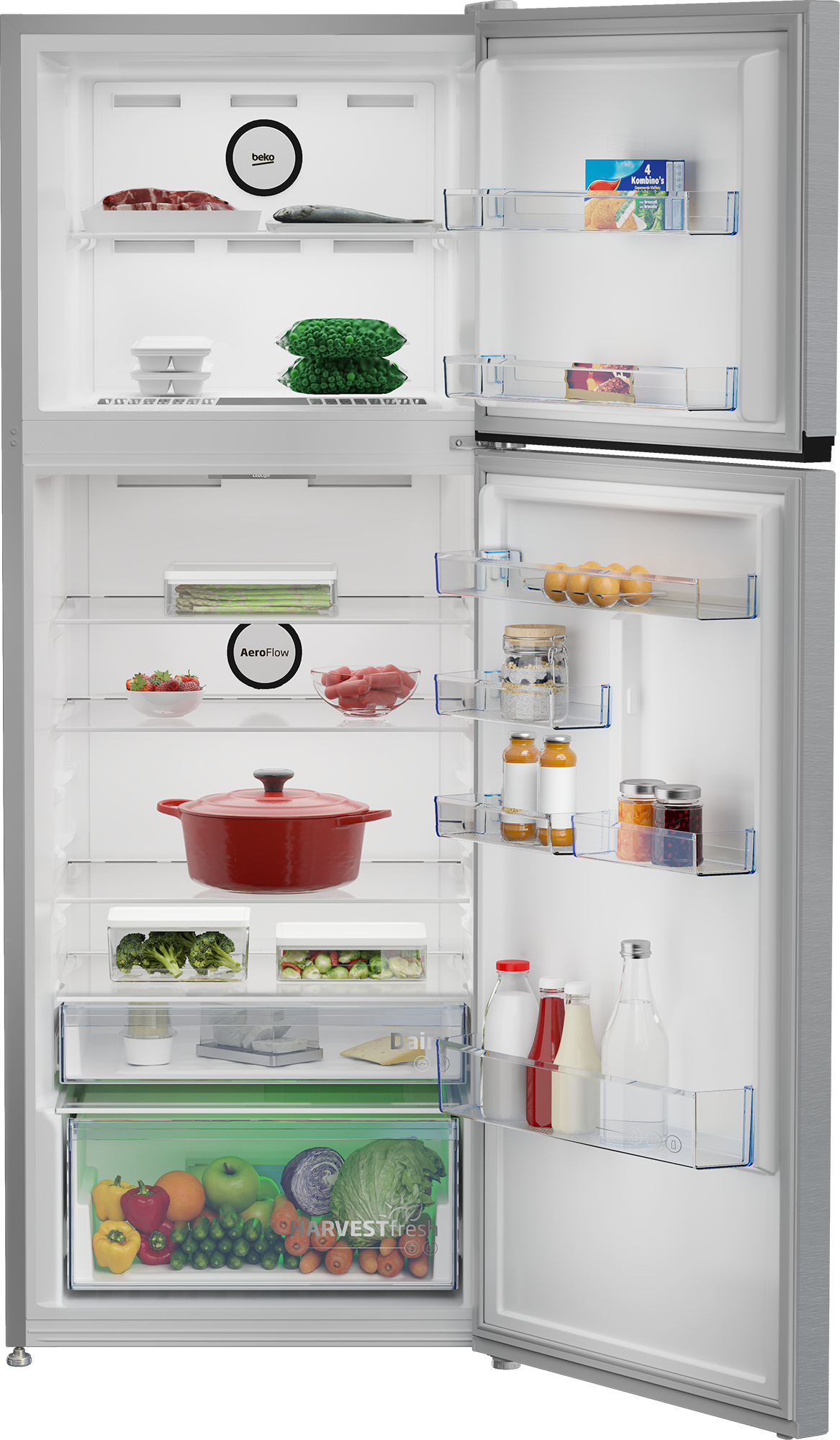 BEKO B3RDNE504HXB Felülfagyasztós kombinált hűtőszekrény