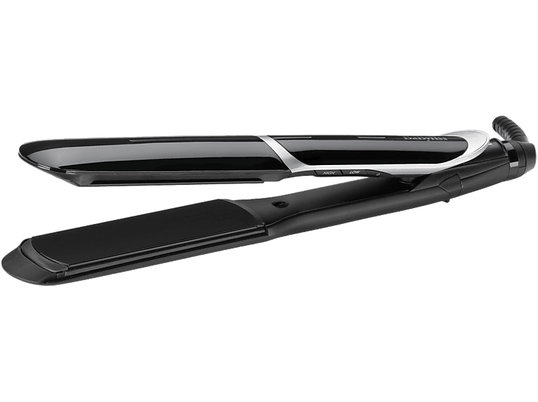 Plancha de pelo - BaByliss Sleek Control Wide, Placas anchas 35 mm, Cerámica con turmalina, 6 temperaturas, Iónica, ST397E, Negro