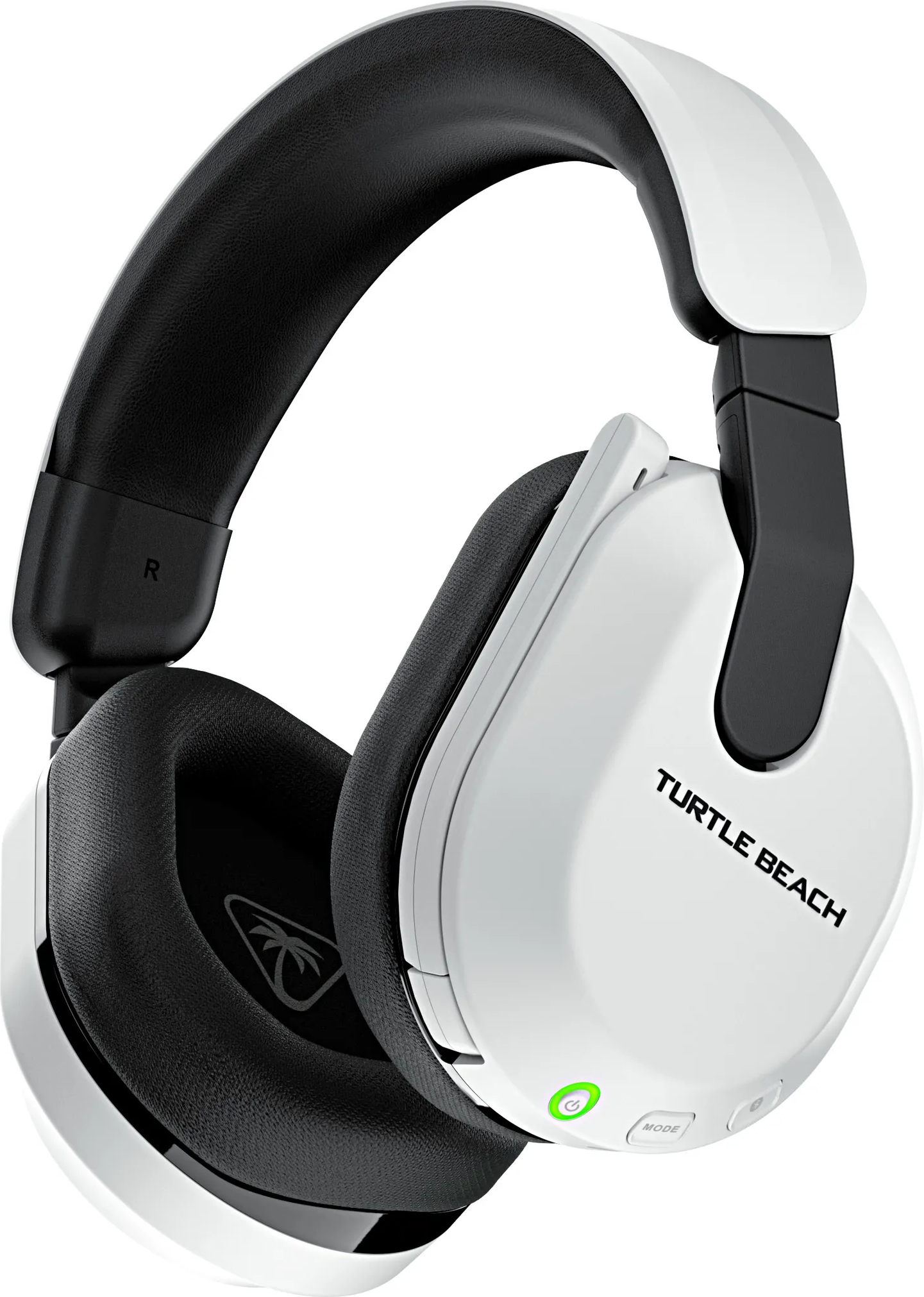 Weißes und schwarzes Gaming-Headset mit Turtle Beach-Logo, auf weißem Hintergrund.