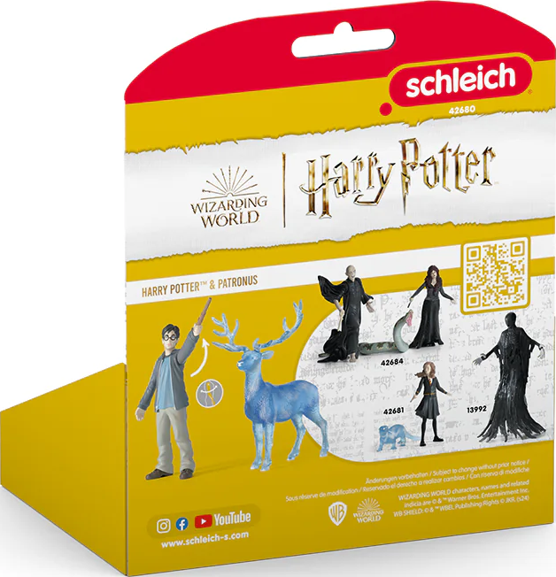 Die Rückseite einer Schleich Harry Potter Produktbox. Sie zeigt Figuren.