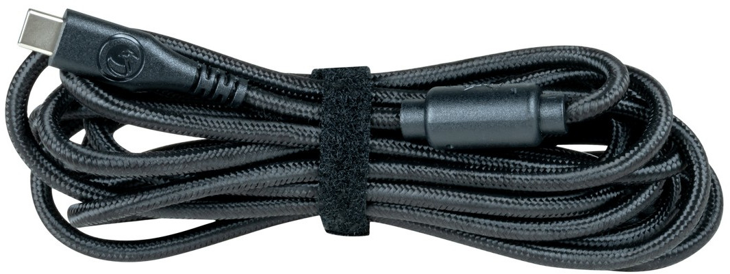 Fekete fonott USB-C kábel tépőzárral.