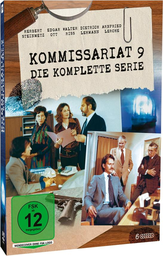 DVD-Box von Kommissariat 9, deutsche Fernsehserie, Schauspieler in einer Polizeistation.