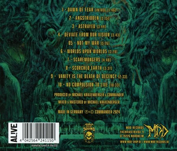 Rückseite einer CD mit Songtiteln und Credits.