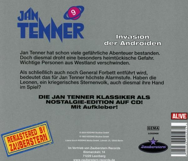 CD-Cover mit deutschem Text. Titel: Invasion der Androiden. Jan Tenner Logo.