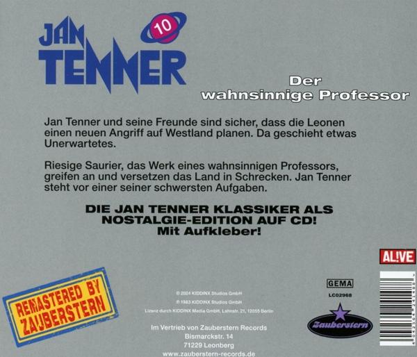 Rückseite einer Jan Tenner CD mit Text und Grafiken zum Inhalt.