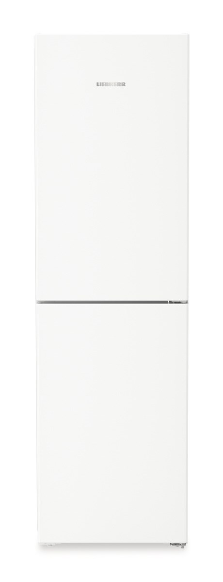 Weißer Liebherr-Kühlschrank, zwei Türen. Die obere Tür ist größer.