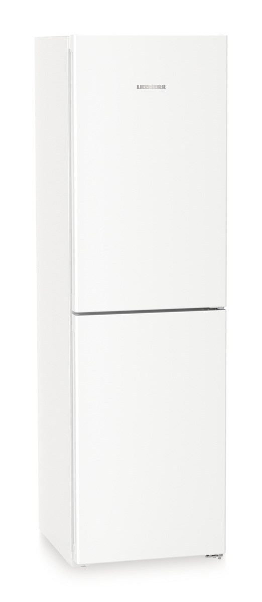 Ein weißer Kühlschrank mit einem Gefrierfach unten.