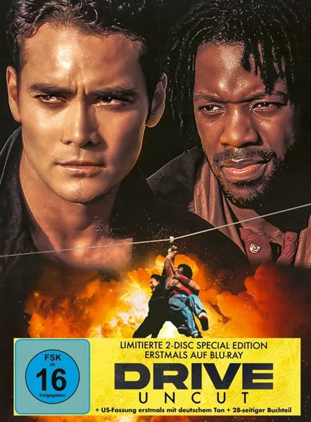 DVD-Cover: Zwei Männer, einer schwarz, einer weiß. Filmtitel: DRIVE UNCUT.