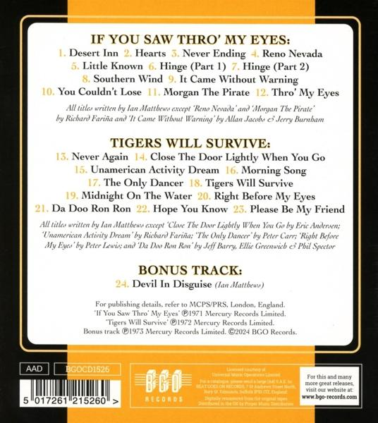 Rückseite eines CD-Albums mit englischen Songtiteln und Credits.
