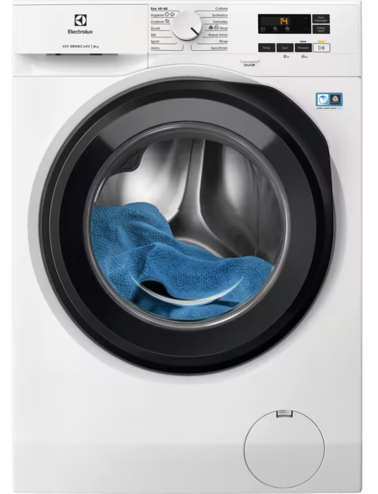 ELECTROLUX EW6F1482E Elöltöltős mosógép, A, 8kg, 1400 f/p, Ökoinverter, Hygiene prog.gőzzel, Rapid 14min