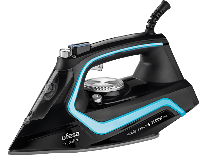 Plancha de vapor - Ufesa PV2600 GlidePro, 2600 W, 0.28 l, Suela Cerámica 180 g/m, Negro