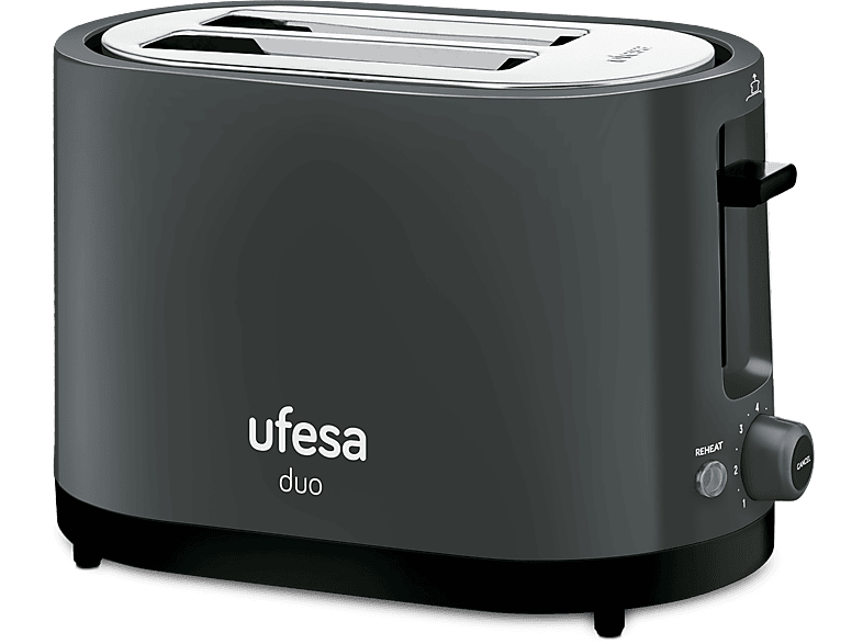 Tostadora - Ufesa TT7585, 750 W, 2 Ranuras, Función descongelación y Recalentado, 7 Posiciones, Gris