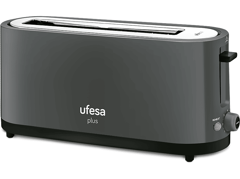 Tostadora - Ufesa TT7565, 900 W, 1 Ranura, Función descongelación y Recalentado, 7 Posiciones, Gris