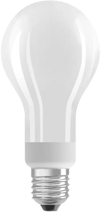 Une grosse ampoule blanche avec une base argentée et une forme classique.